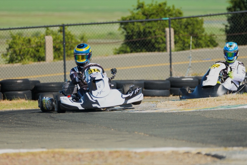 Adam Lin driving kart 914 through a corner